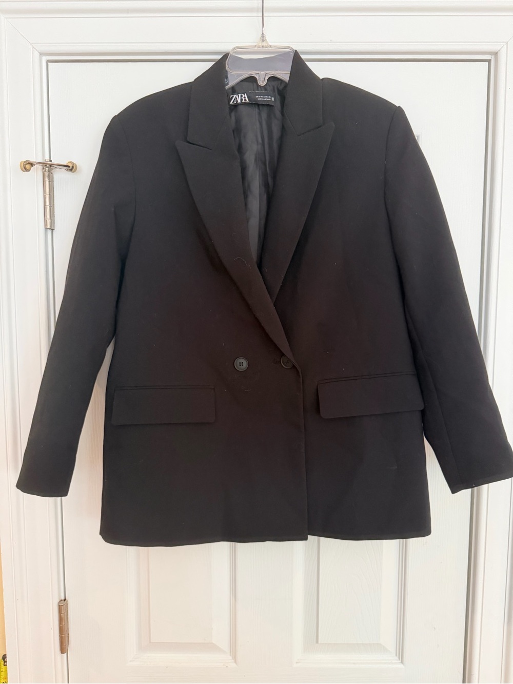 Ladies Size Small "Zara" Black Double-Breasted Tailored Blazer GUC